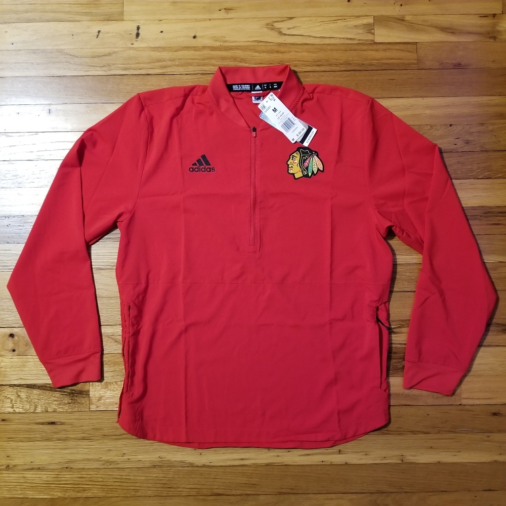 Adidas 1/4 Zip NHL Chicago Blackhawks Aeroready Pullover GI5201 Red Men's Medium